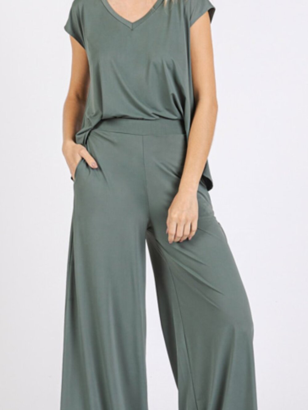 #139 SOFT KNIT WIDE LEG PANT AND TOP SET